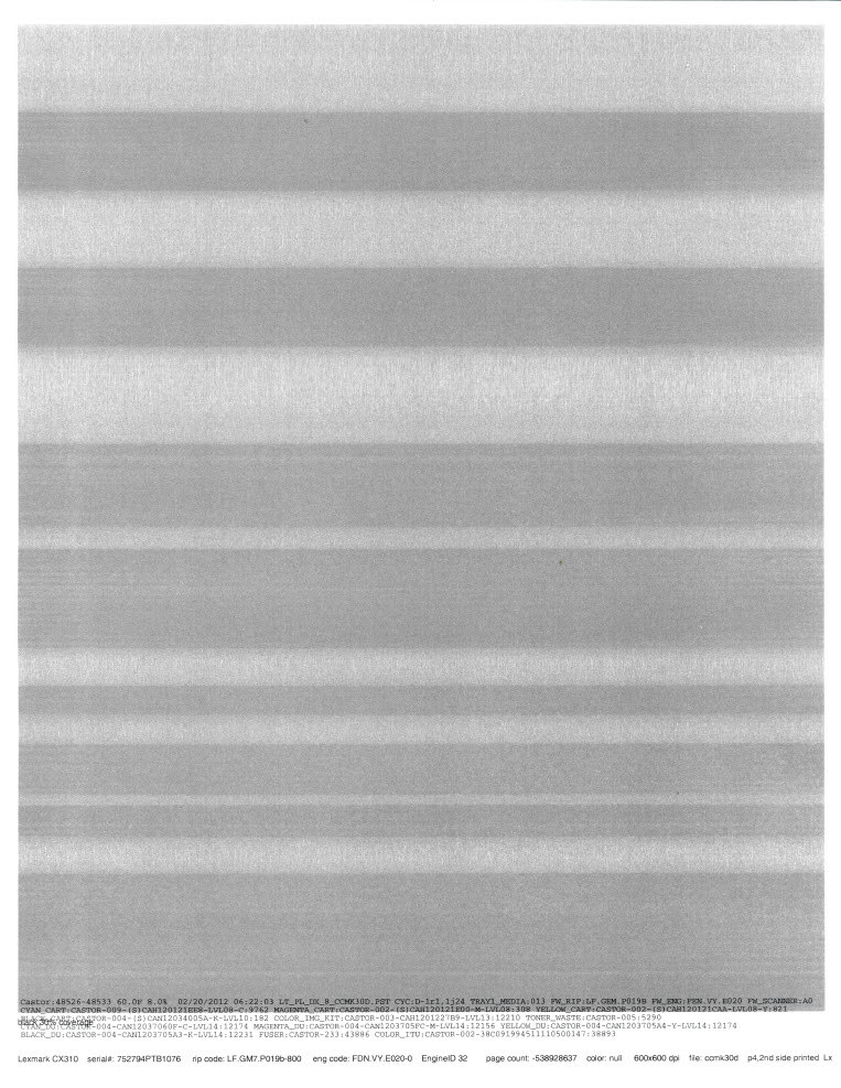 Horizontal Lines when Printing from the Lexmark CS310, CS410, CS510